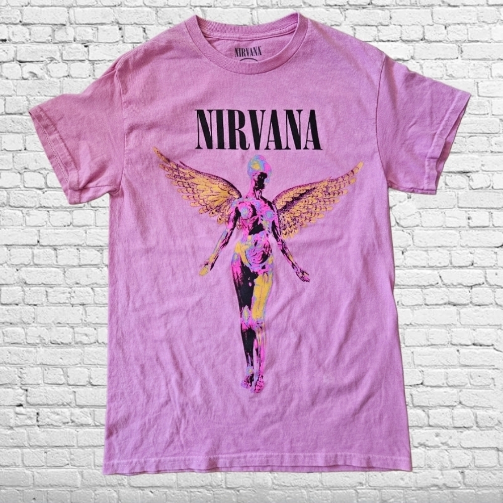 Nirvana Unisex In Utero Live Tour Crewneck Graphic T-ShirtPink Size Small NWO